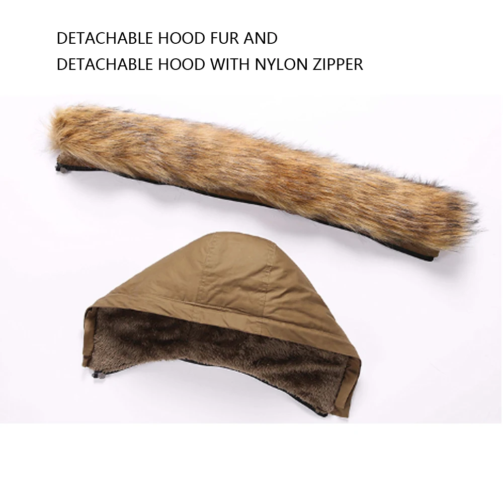 Мужская зимняя куртка Parke с бархатом пальто средней длины со съемным капюшоном