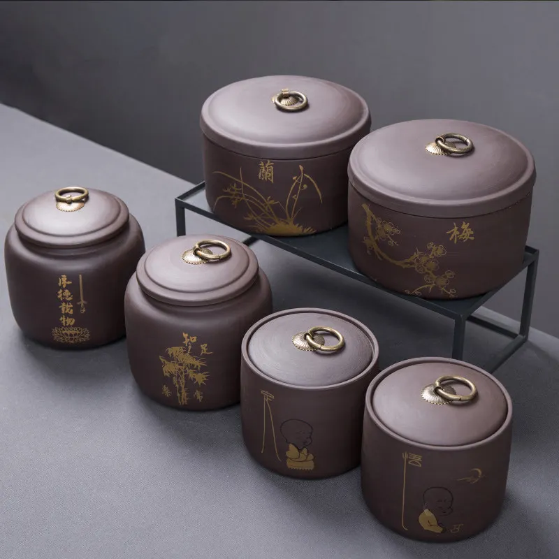 В стиле ретро из фиолетовой глины Чай пуэр провинции контейнер для хранения