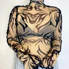 Женская сетчатая Водолазка с длинным рукавом и принтом