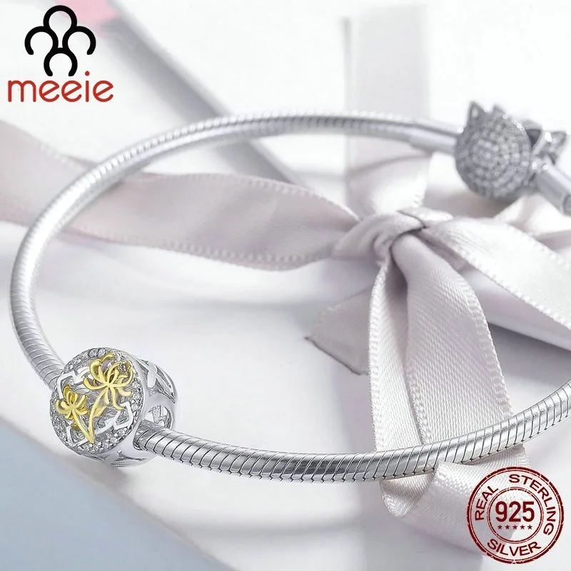 Женские круглые бусины Meeie подлинные весенние браслеты из стерлингового серебра