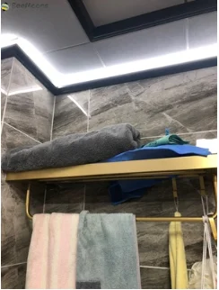 

Bathroom Accessory Set Space Aliminum Towel Ring Wall Mounted Toilet Roll Paper Hodler Robe Hook Brushed Gold Towel Rack Shelf