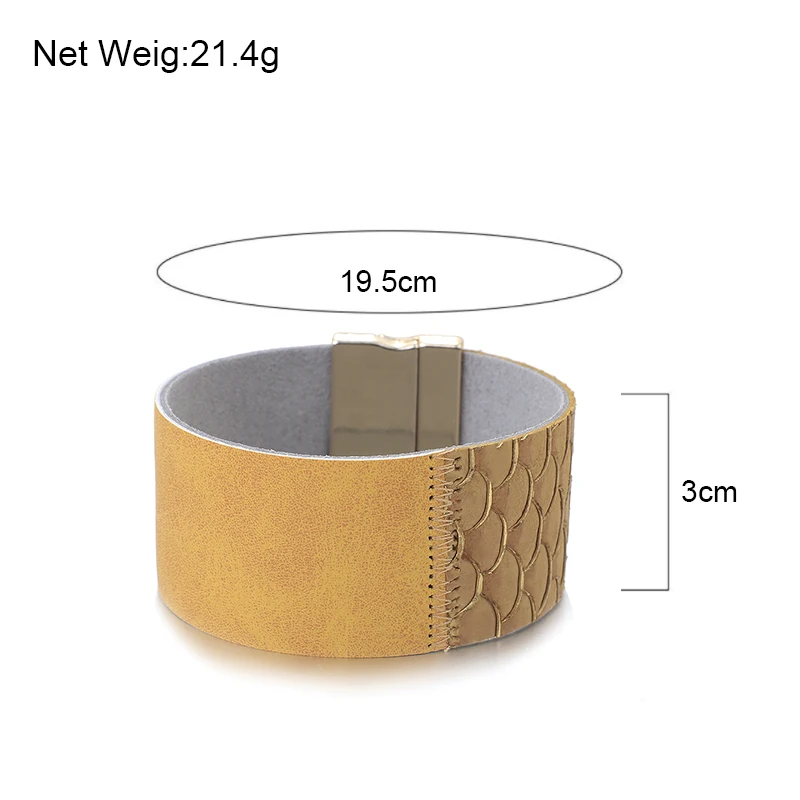 

Amorcome Colourful Fish Scale Leather Bracelets For Women Fashion 2020 Wrap Splice Multilayer Bangle Femme Wedding Jewelry