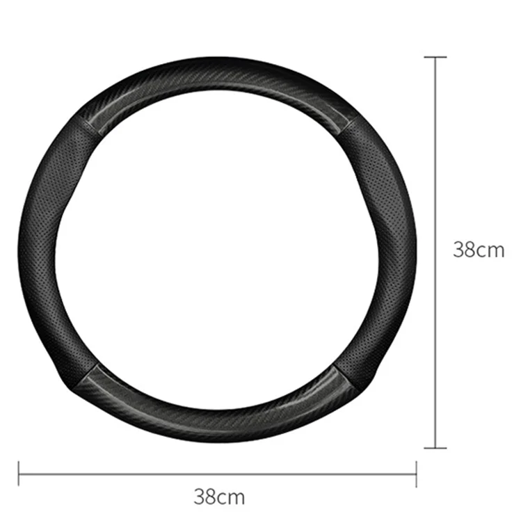 

38cm Inner Diameter Leather Steering Wheel Cover Carton Fiber Car Steering Wheel Cover Universal