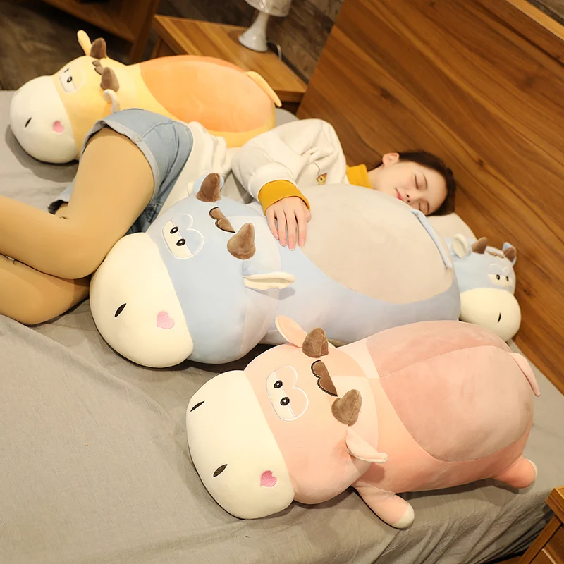 

50-85cm Giant Size Lying Cows Plush Toy Stuffed Animal Cattle Kid Toys For Children Soft Pillow Cushion Cartoon Birthday Present