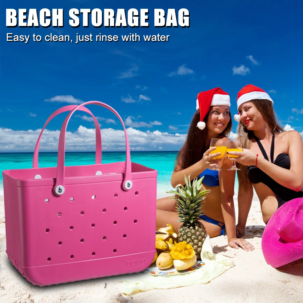

Large Waterproof Washable Beach Storage Bags Solids Color Large Capacity Summer EVA Durable Basket Tote Leisure Travel Handbag