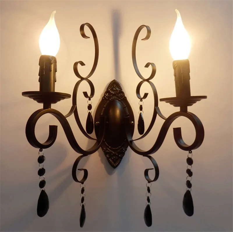 Vintage Crystal Chandeliers Livint Room Dining Room Lamp Black White Loft Wrought Iron E14 Candle Chandeliere Lighting