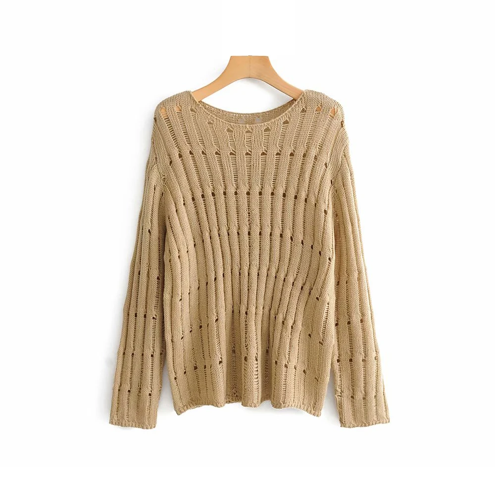 Женский Свободный Вязаный Свитер оверсайз женские винтажные пуловеры без