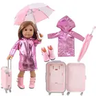 Кукольная одежда, 4 шт. = плащ + зонтик + сапоги + чемодан для 18-дюймовой американской девочки и 43 см Reborn Baby Zaps, аксессуары для кукол