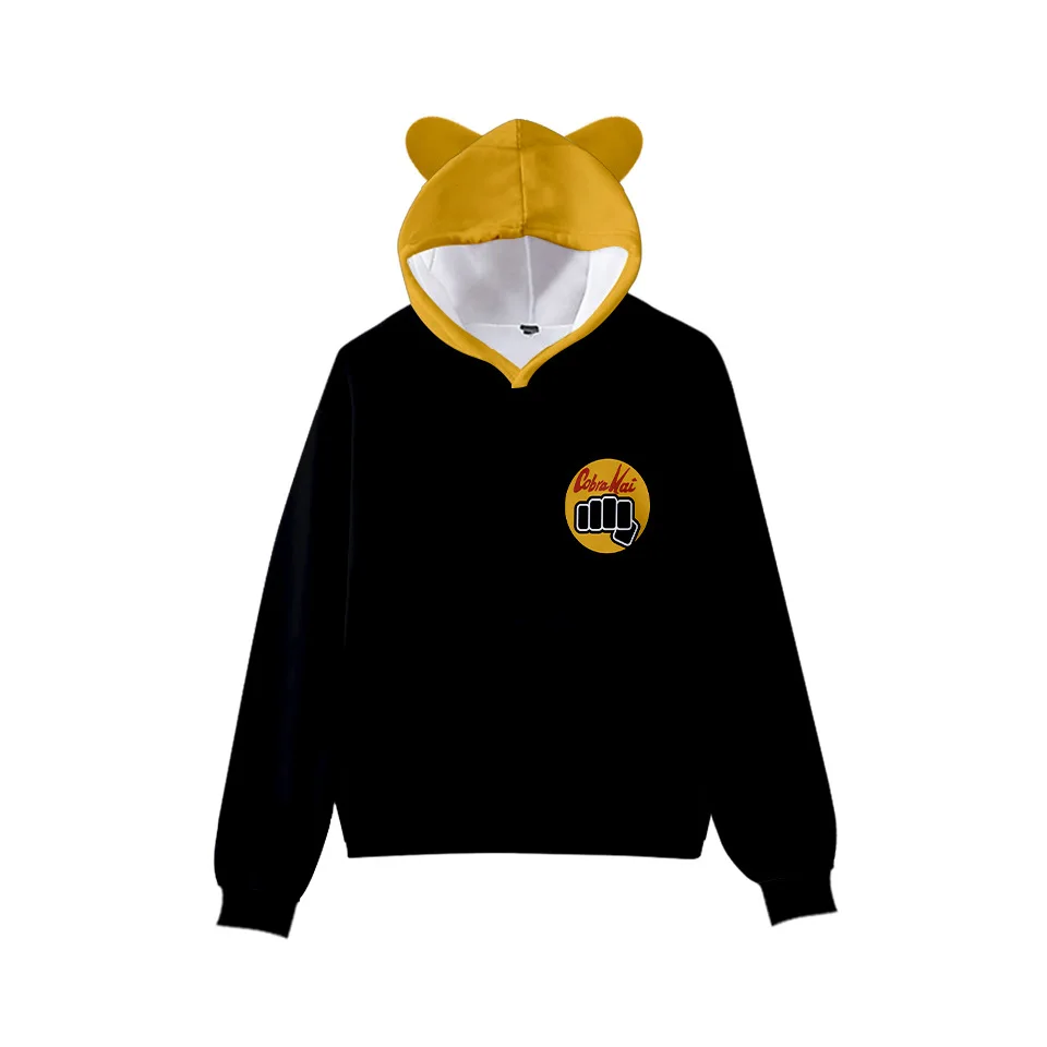 

Popular 3D Printed Cobra Kai Hoody Boys Girls Hip Hop Hooded Autumn Cobra Kai Kawaii Cat Ears Kids Hoodies Casual Pullovers Tops