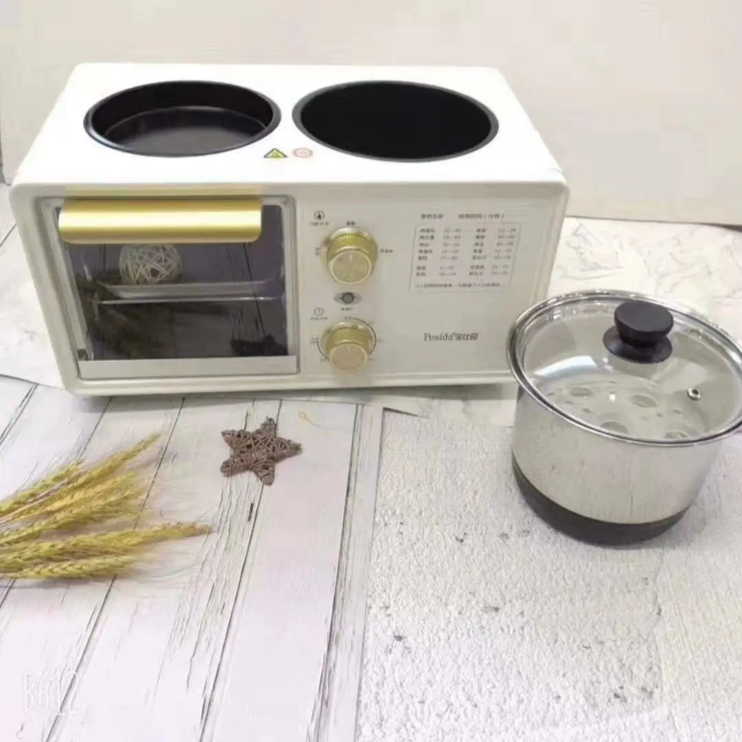 

Electric 3 in 1 Household Breakfast Toaster Baking Machine Sandwich Omelette Fry Pan Hot Pot Boiler Food Steamer 220V