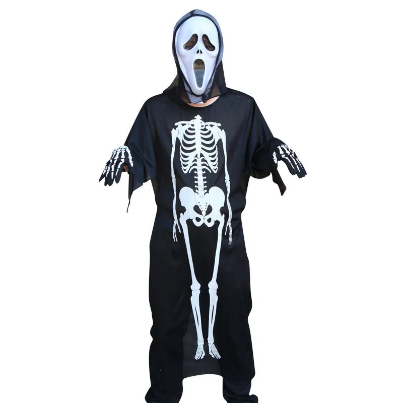 Костюм для косплея на Хэллоуин страшный череп костяной скелет страшная одежда