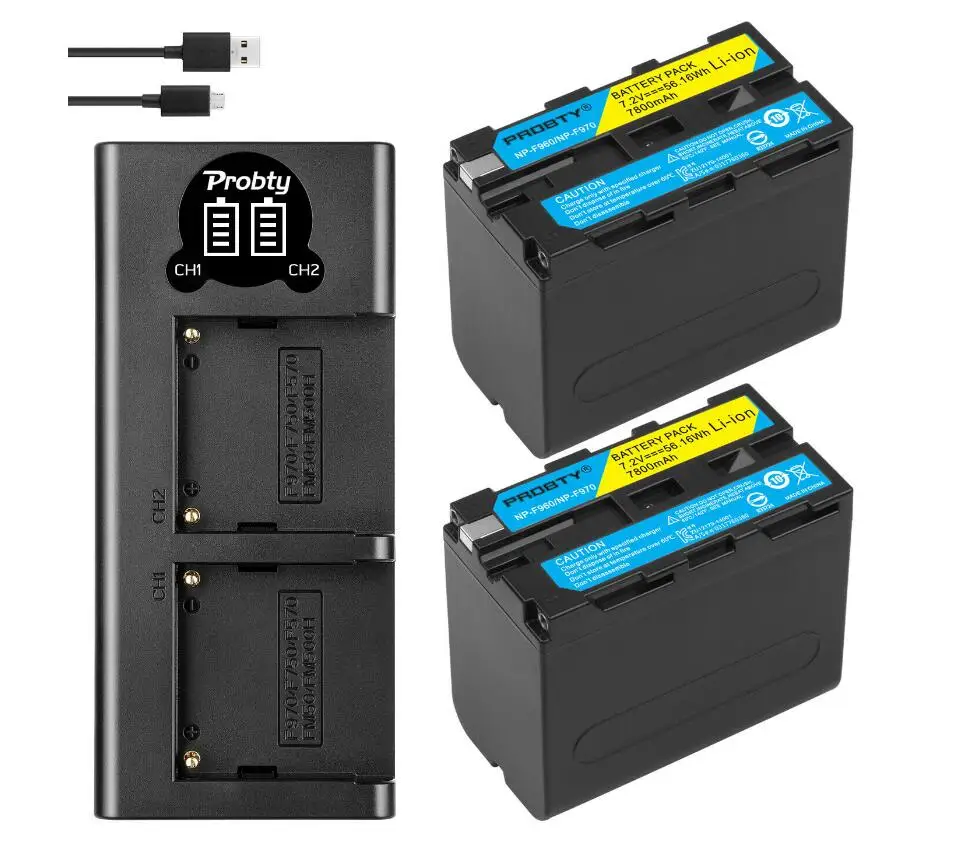 2BatteryWithCharger NP F960 NP F970 NP-F960 NP-F970 F950 Батарея+ светодиодный USB Зарядное устройство для sony PLM-100 CCD-TRV35 MVC-FD91 MC1500C L10 TR555 VX2200E D77 - Цвет: 2BatteryWithCharger