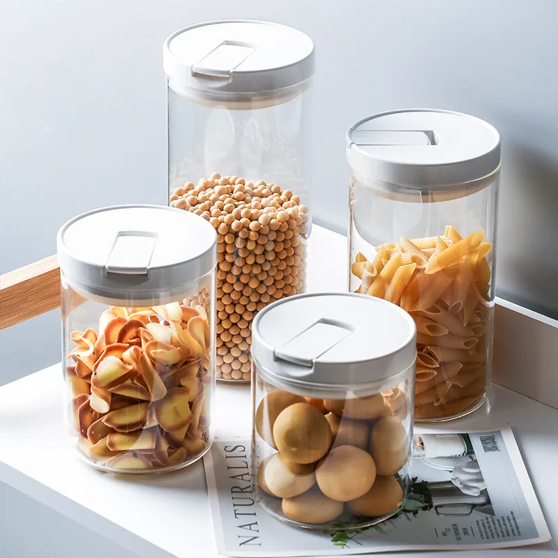 

One-button Vacuum Glass Sealed Jar Tea Coffee Bean Storage Can Kitchen Storage Cans Jars Mason Jar Food Containers