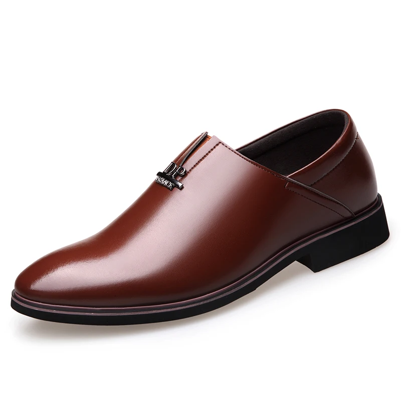 

Men Dress Shoes Fashion Mens Slip On Pointed Toe Footwear Men Leather Formal Business Male Shoes Oxfords Shoes For Men's Flat