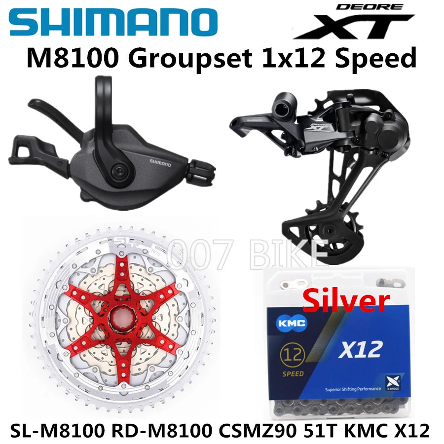 z90 S 51T X12 silver SHIMANO DEORE XT M8100 комплект горного велосипеда MTB 1x12-Speed CSMZ903 11-51T SL+ RD+ CSMZ90+ X12 M8100 переключатель заднего хода - Цвет: z90 S 51T X12 silver
