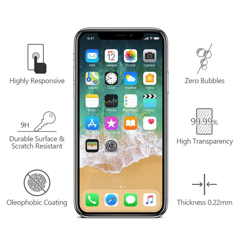 Полное покрытие 9H закаленное стекло для iphone 11 Pro Max Защита экрана X XS XR 5 5S SE 5C 6 6S Plus 7