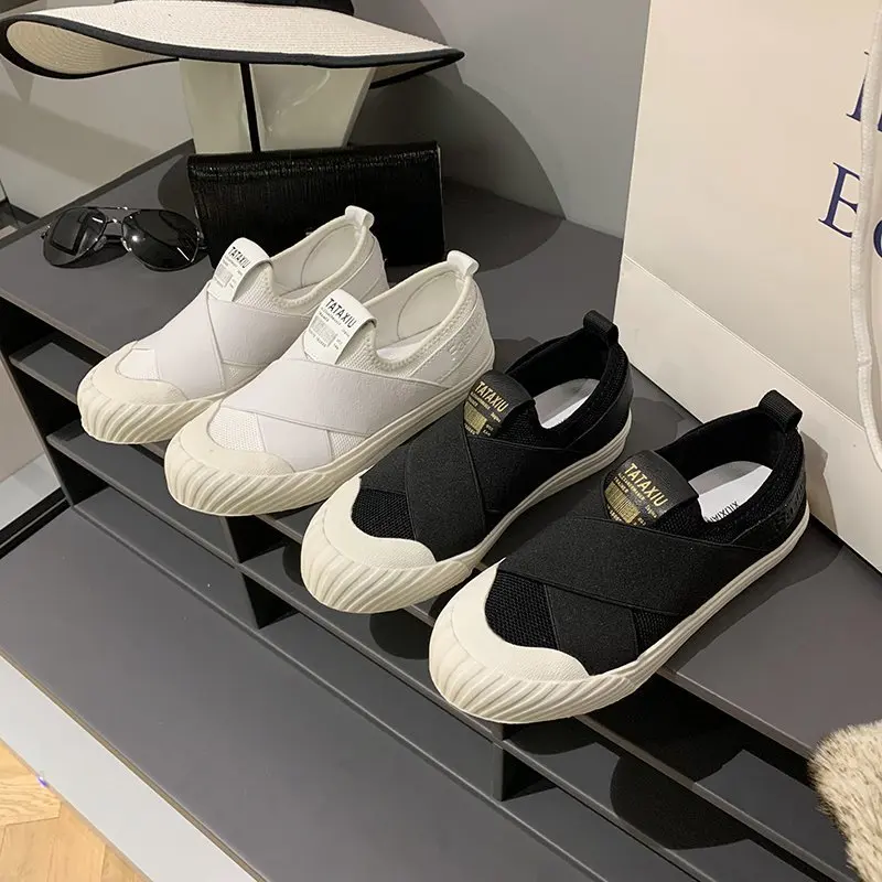 

Женские кроссовки на плоской подошве, белые дышащие кроссовки с эластичной плоской подошвой, весна-осень 2021