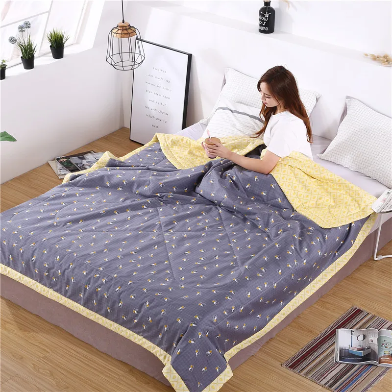 Сплошной цвет мыть хлопок кондиционер летнее одеяло дышащие постельные