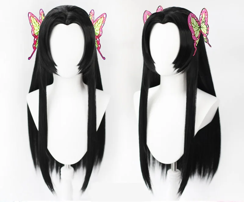 Парик для косплея Кании из клинка рассекающего демонов длинные черные прямые