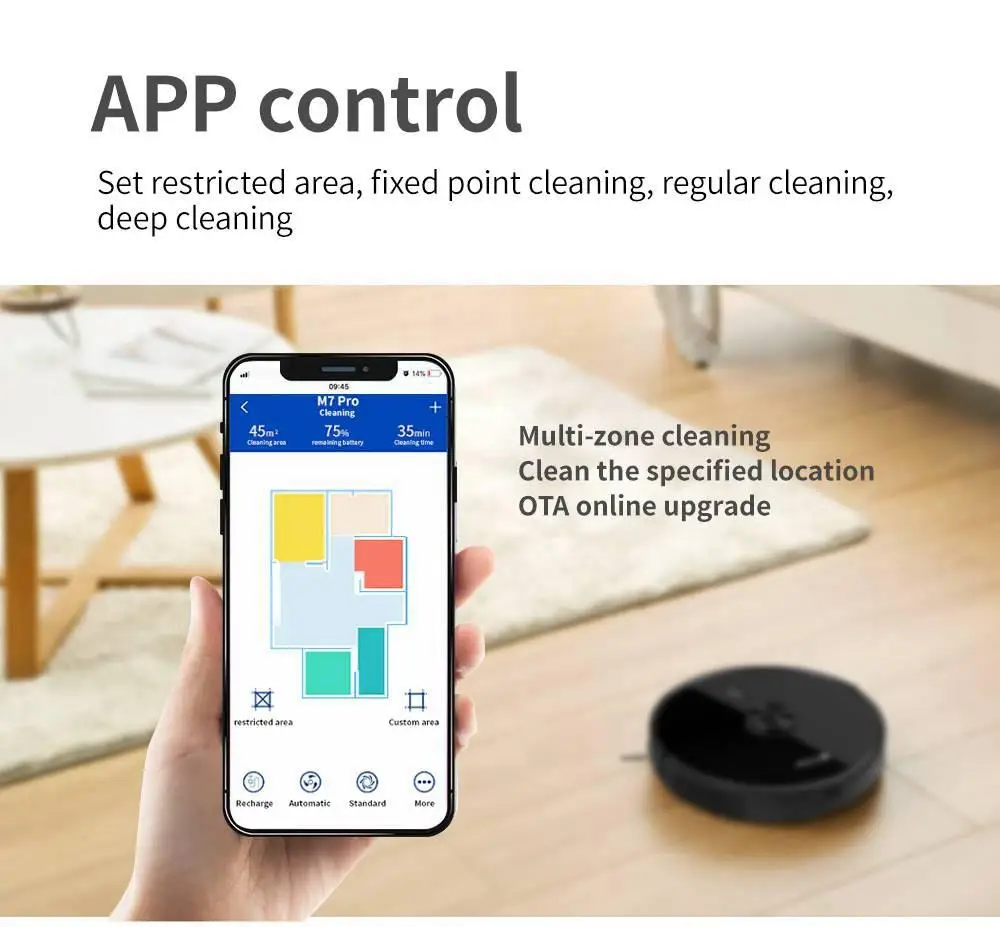Робот пылесос Proscenic M7 Pro LDS лазерная навигация Мощное всасывание 2600 па управление
