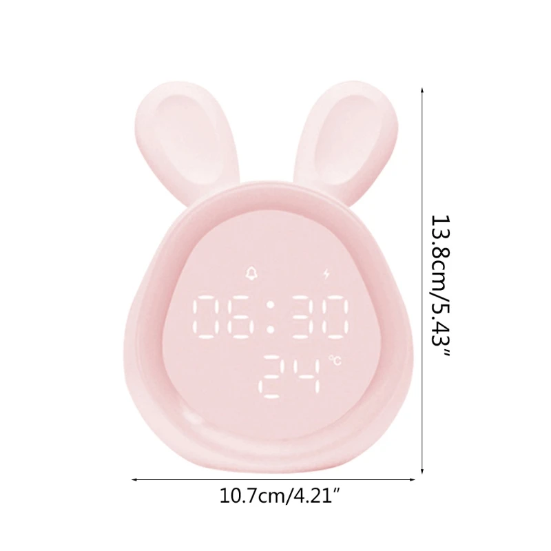 

Kids Alarm Clock Cute Rabbit Night Light for Girls Wake Up Light Alarm Clock Sno E56E