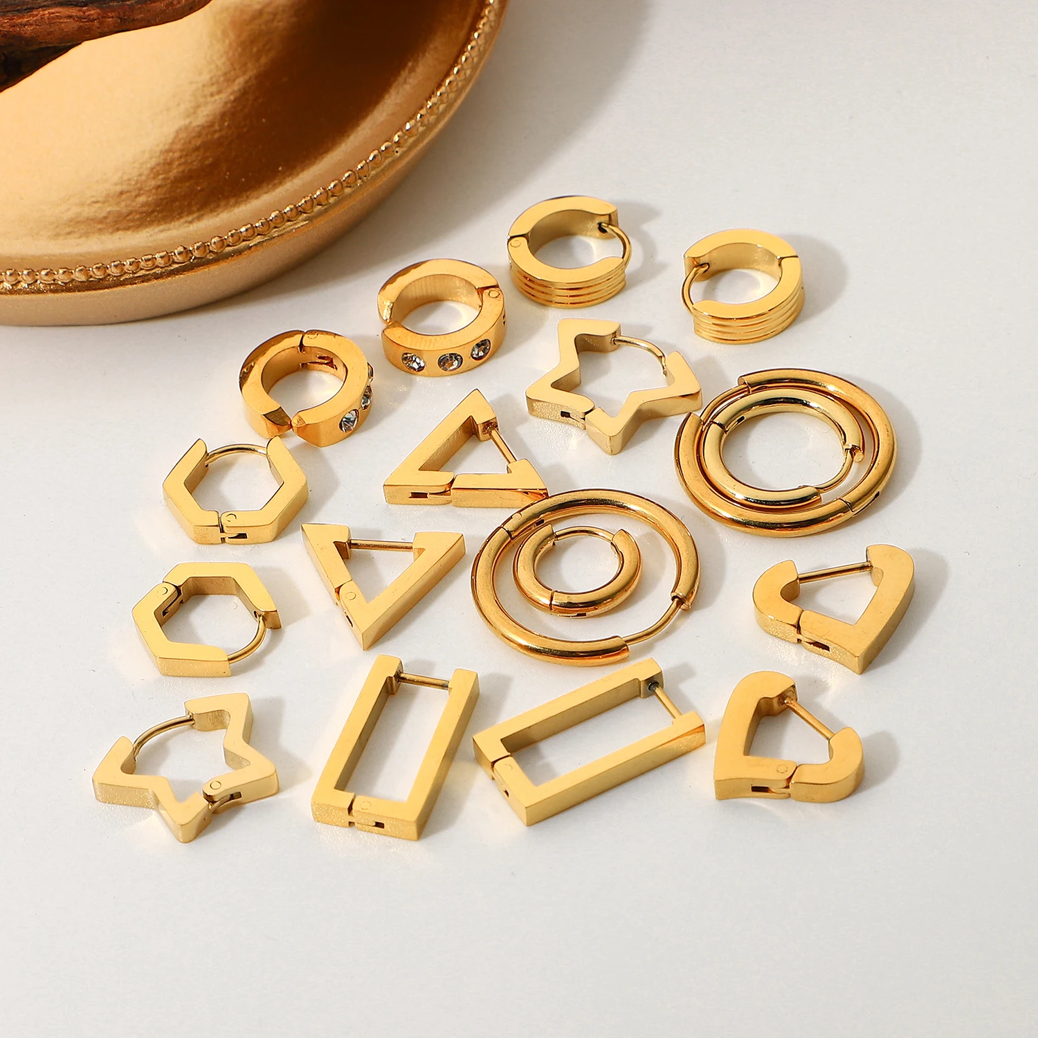 Женские серьги-кольца из нержавеющей стали водонепроницаемые Модные золотистые