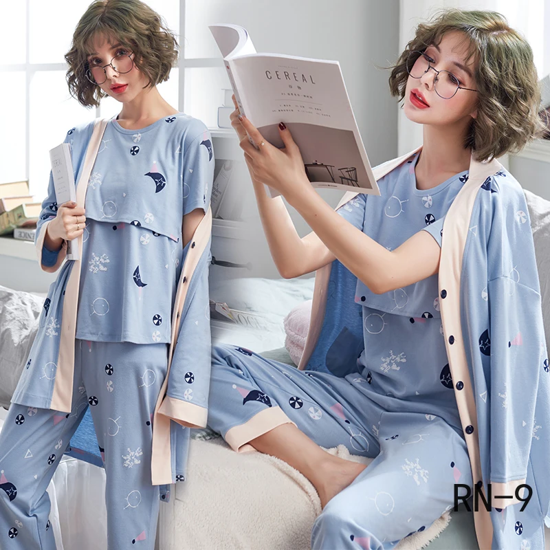 Женский пижамный комплект из 3 предметов весна 2020 для беременных и кормящих