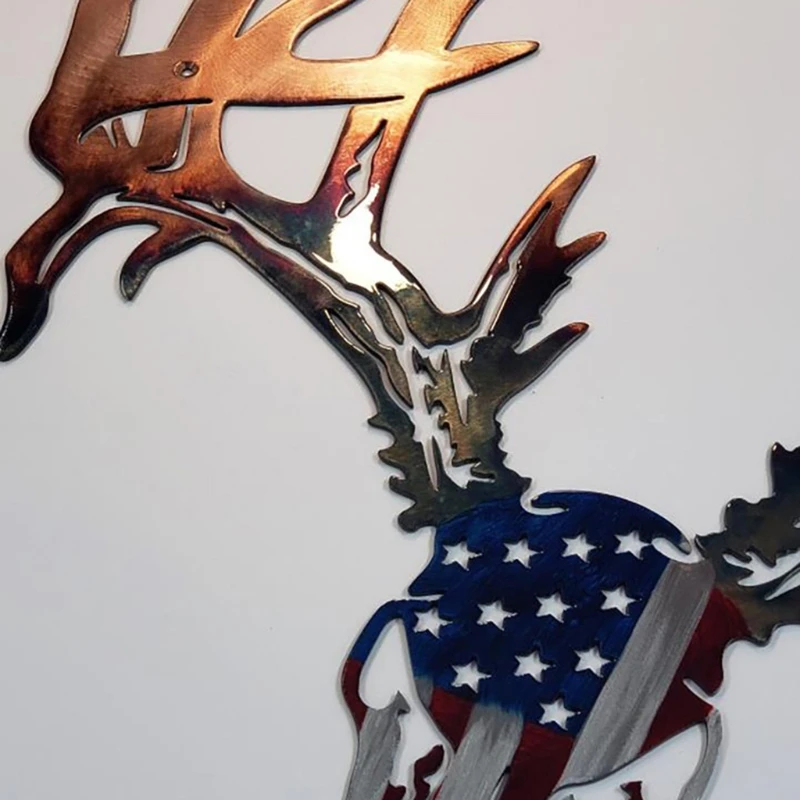 

Metal Wall Art Decor Elk Deer Head Sculpture Hanging for Living Room Bedroom Bathroom Indoor Outdoor Garden