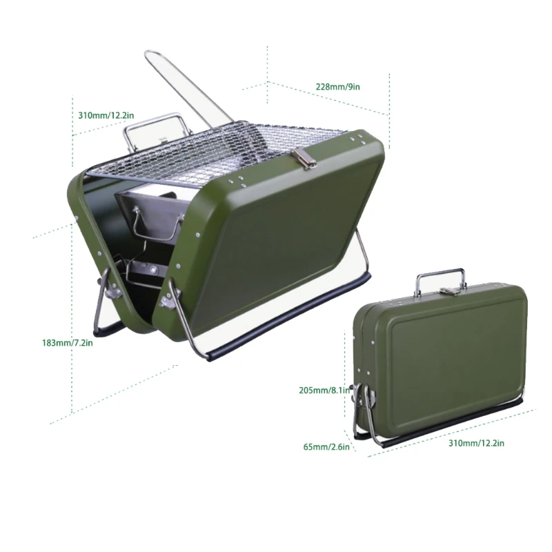 

T84E Mini Grill Stainless Steel Folding Barbecue Charcoal Grills for Hiking Camping picnics or Your Average Backyard Barbecue