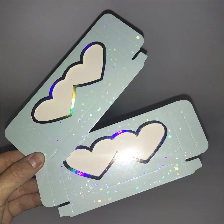 

Shiny Holographic 50/100pcs Carton Paper Packing Box for Wholesale Bulk Cheap Pretty Lashes Storage Packaging Custom logo