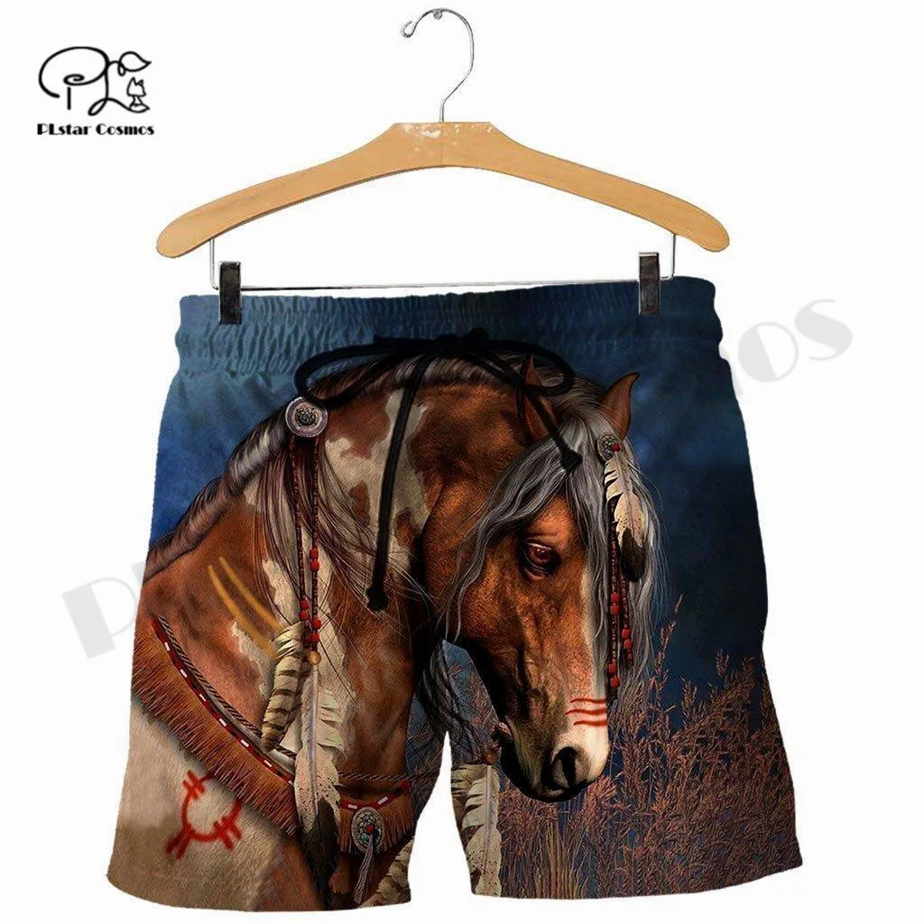 

PLstar Cosmos 3DPrint Men/Women Newest Animal Horse Unisex Funny Unique Casual Beach Shorts Breathable Jogger Fitness Style-2