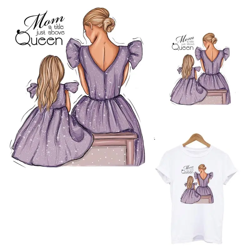 Термоклейкие нашивки для мамы и ребенка Queen наклейка одежды футболка с принтом