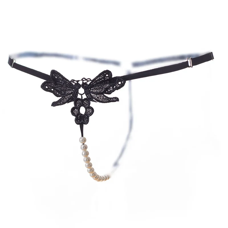 Сексуальное нижнее белье женские кружевные трусики стринги с жемчужной