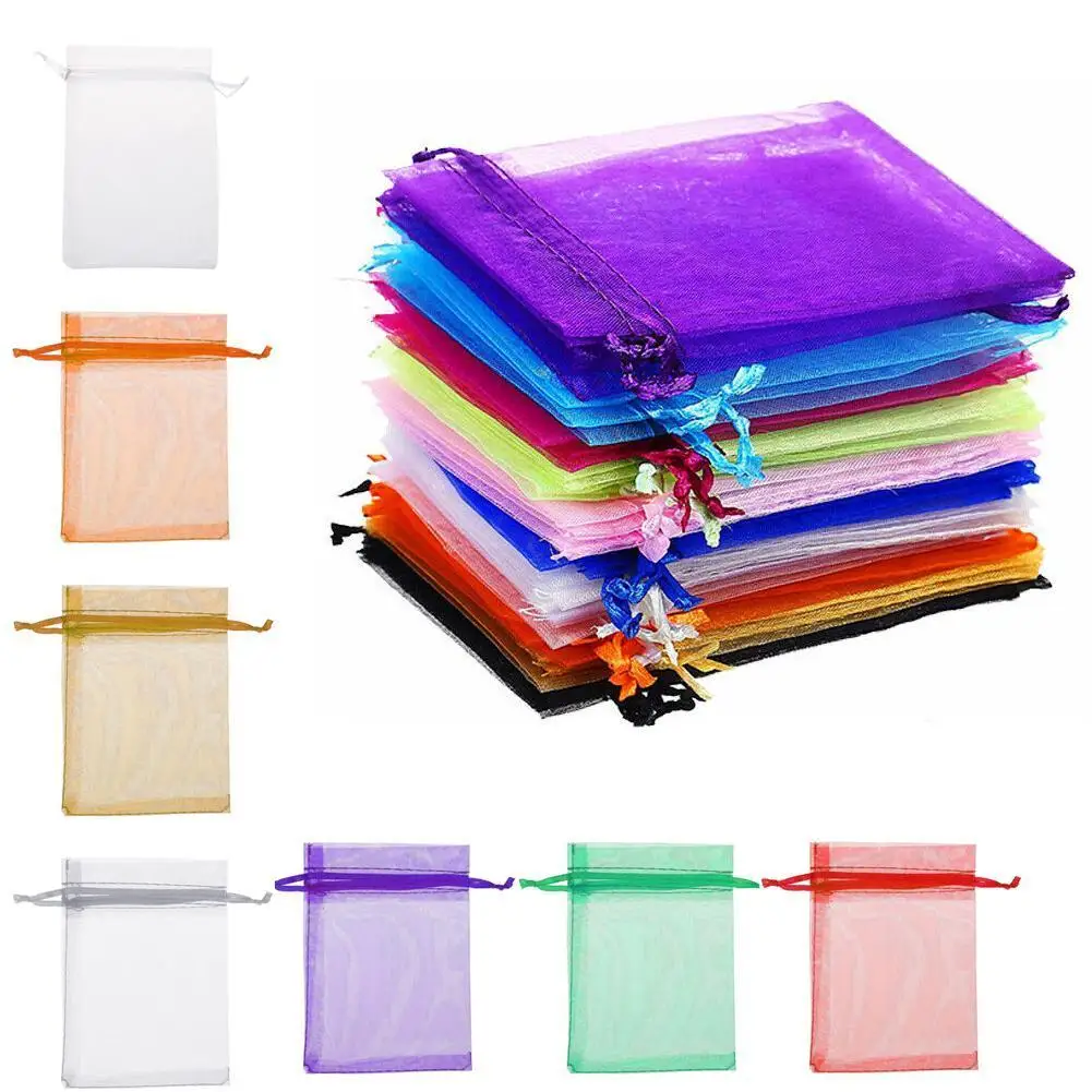 

1Pcs/lot 7*9cm Color Yarn Bag Beam Opening Gift Bag Bag Bag Wedding Mesh Bag Candy Packaging Storage Pearl Yarn Organza I3Z8