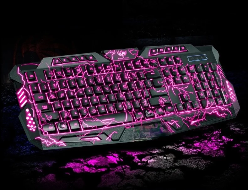 

Red/Purple/Blue Backlight LED Pro Gaming Keyboard USB Wired Powered Full N-Key for LOL Computer gamer