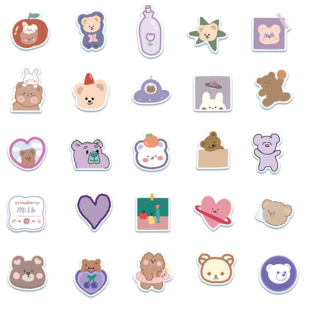 Funda de tel&eacute;fono con dibujos animados para chica, pegatina impermeable con dibujos animados, coraz&oacute;n, grafiti, para diario, 10/30/50 Uds., juguete al por mayor-3
