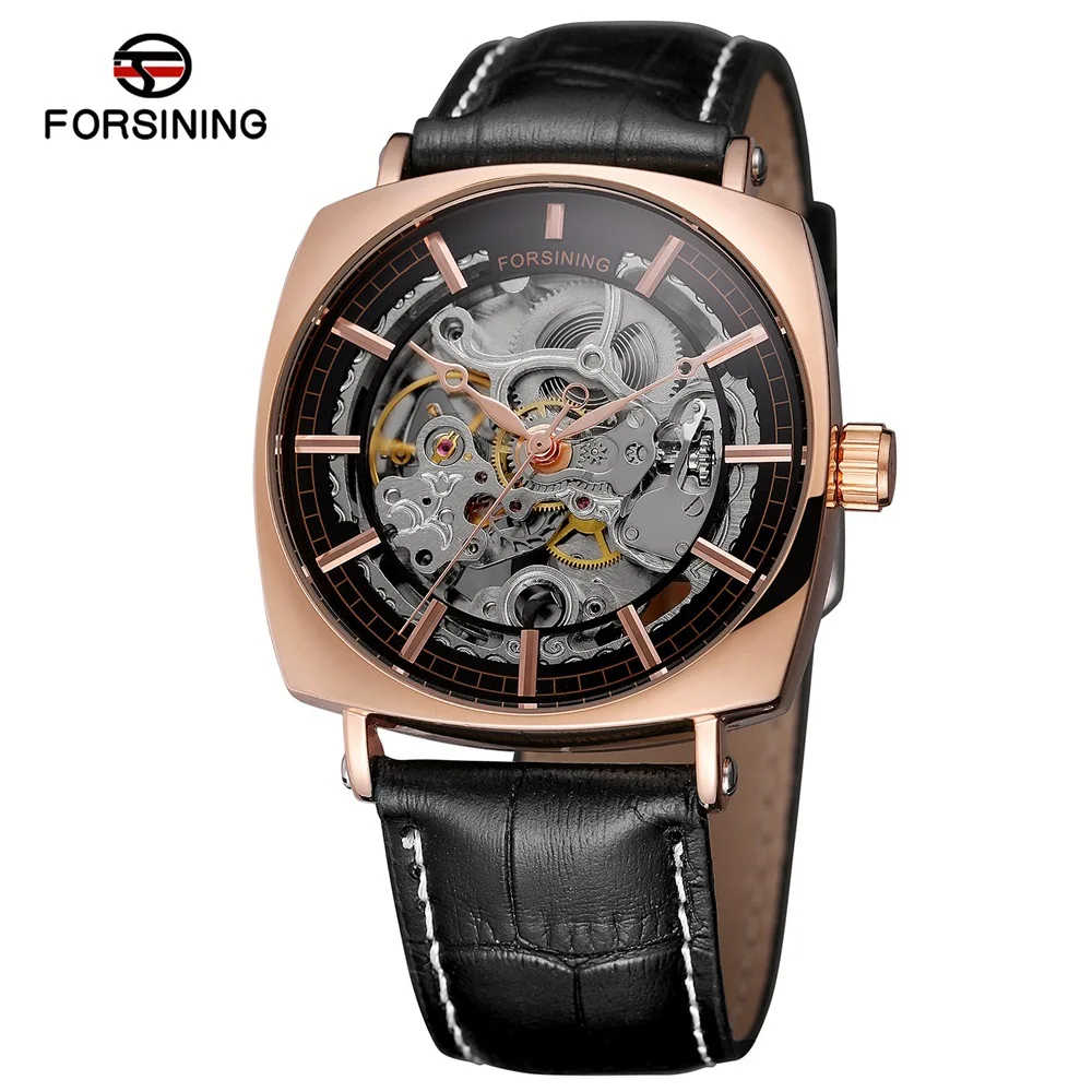 

FORSINING242 men's mechanical watch fashion multicolor case men's business leather watch