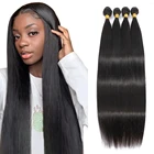Прямые пучки волос, бразильские пучки волос с плетением, пучки натуральных волос, 34 пряди, наращивание волос Реми, натуральный черный цвет