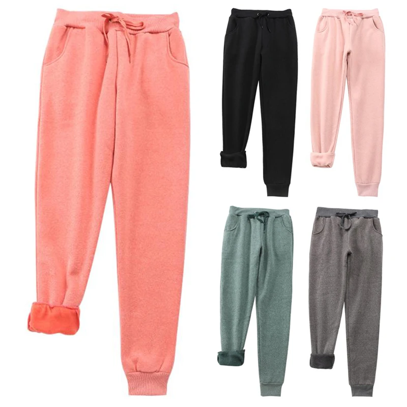 

Velvet Casual Pants Women Hot Autumn Winter Plus Cashmere Warm Sports Casual Pants Fashion All-Match Colorful Cotton Trousers