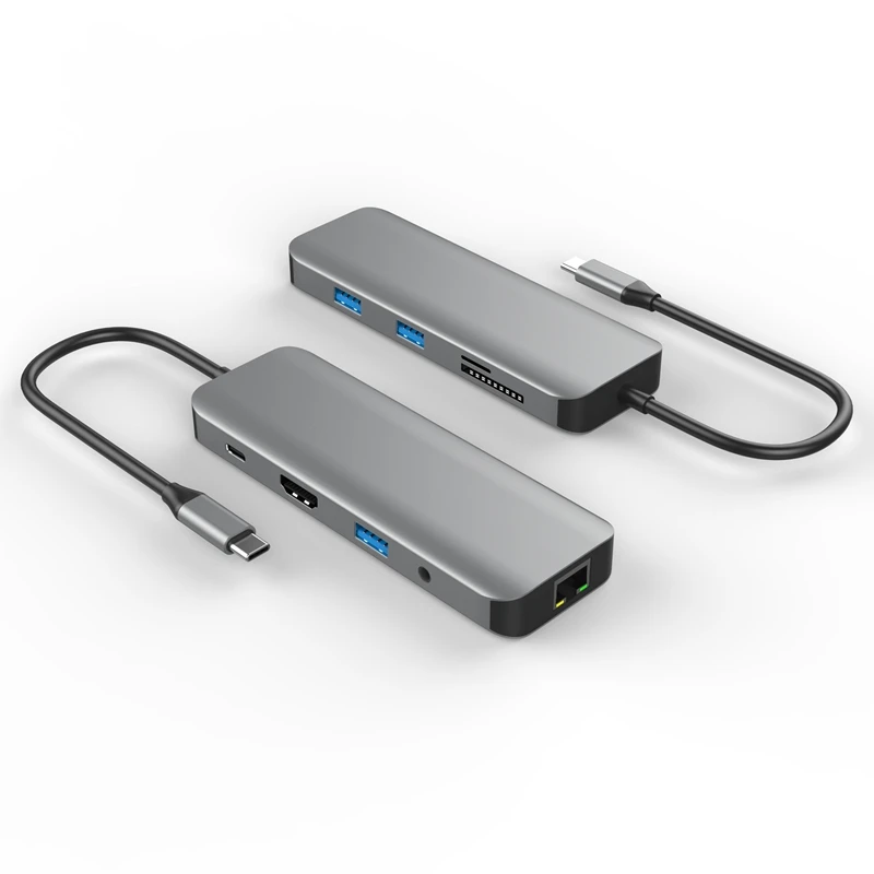 9 в 1 Type C концентратор к Hdmi Usb 3 0 Sd Tf Pd Rj45 Ethernet Lan кардридер адаптер|Адаптеры Type-C| |