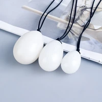 drilled yoni egg white jade stone massager kegel exercise tightening pelvic muscle vaginal ben wa ball body massage health care