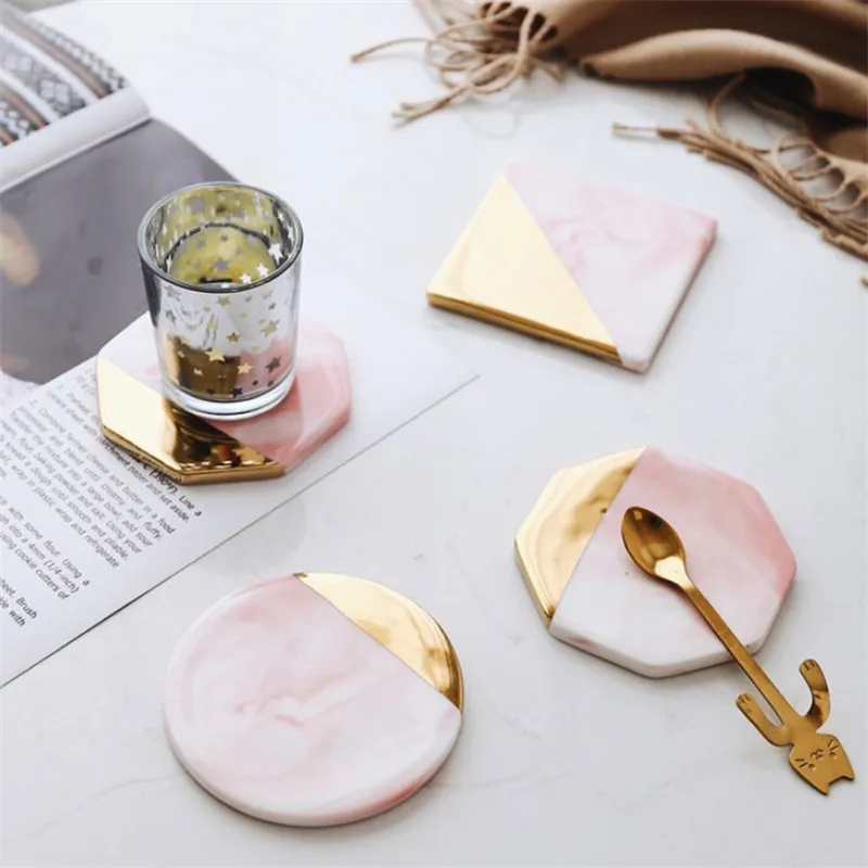 4 шт./компл. скандинавские Мраморные Подставки керамические подставки для чайных