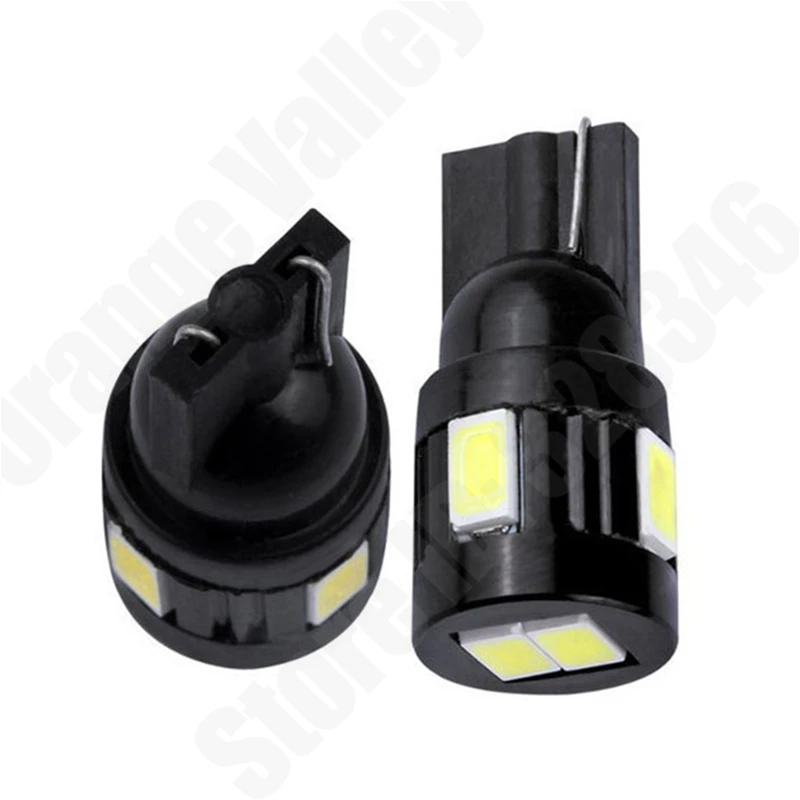 

100Pcs Wholesale T10 W5W 2 LED 5630 6 Smd Car Led Wedge Light Side Dome Lamp 5730 Clearance Turn Reverse License Plate Bulb