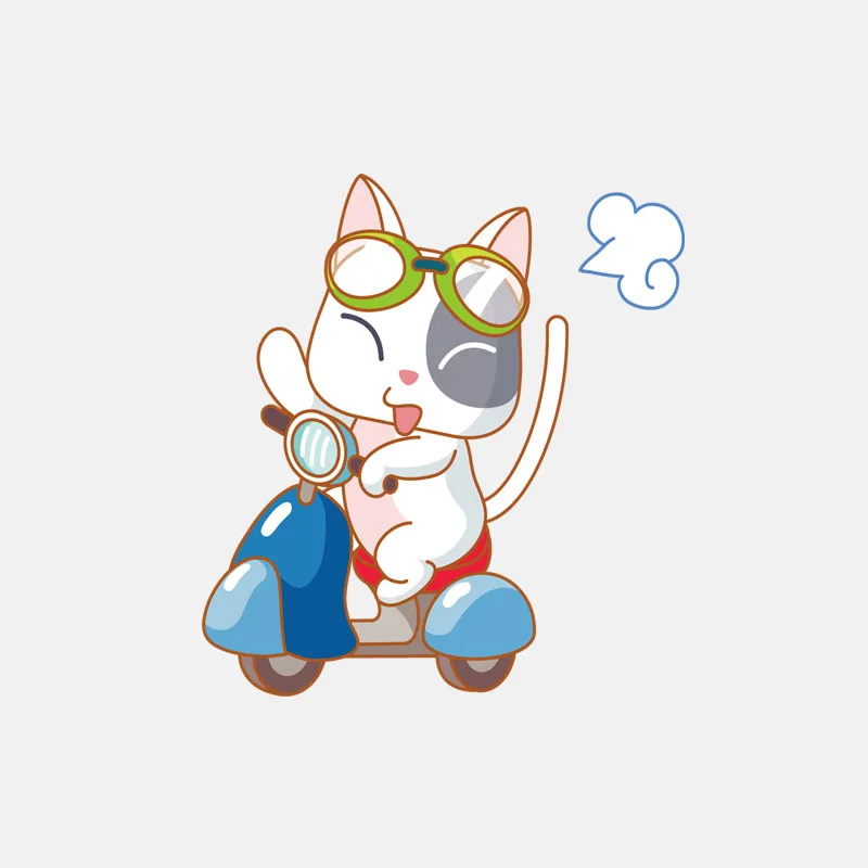 Fuzhen бутик-наклейки внешние аксессуары мультяшный кот езда на мотоцикле ПВХ