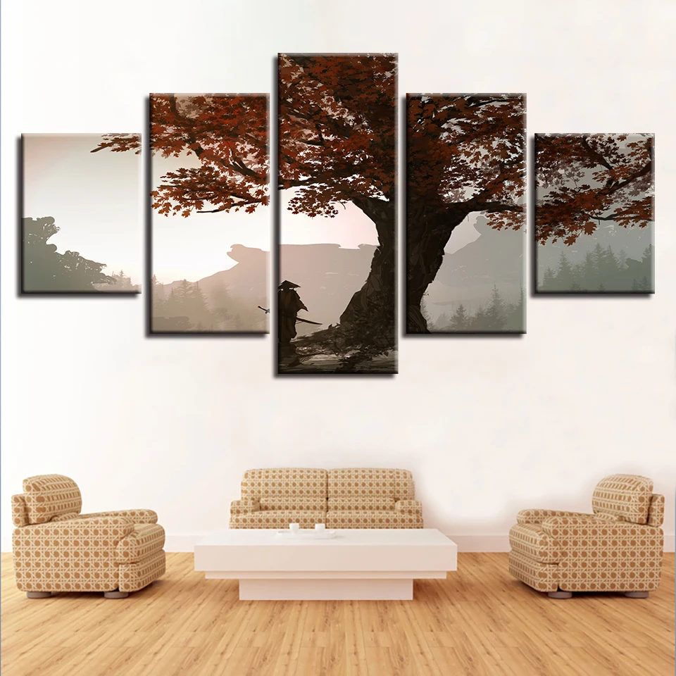 

5 Piece Canvas Wall Arts Samurai Anime Posters Painting Living Room Modern Picture Prints Bedroom HD Home Decoration