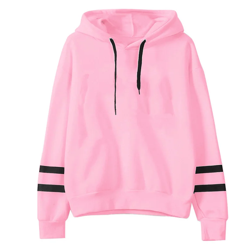 PINK Весенние женские толстовки с длинным рукавом и геометрическим стежком, модные женские толстовки с капюшоном в стиле Харадзюку - Цвет: PINK