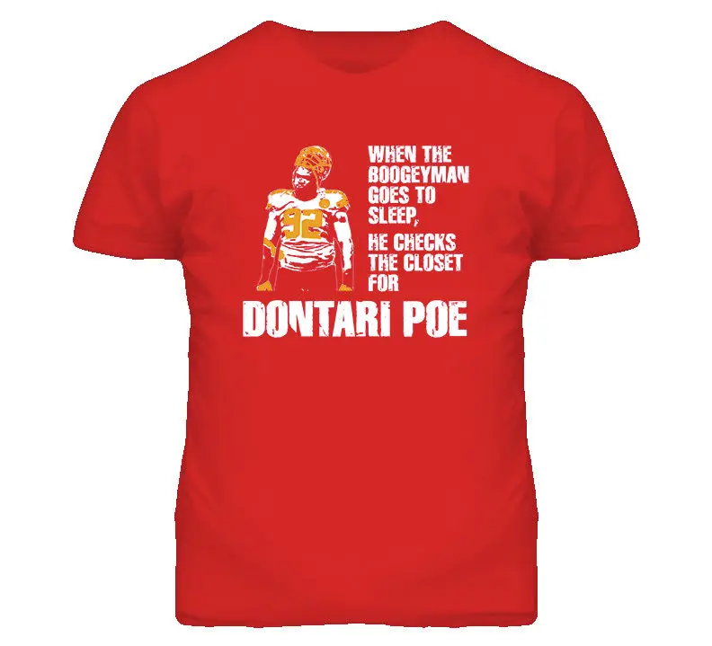 Футболка Dontari Poe Boogeyman для футбола из Канзаса и города футболка с круглым вырезом