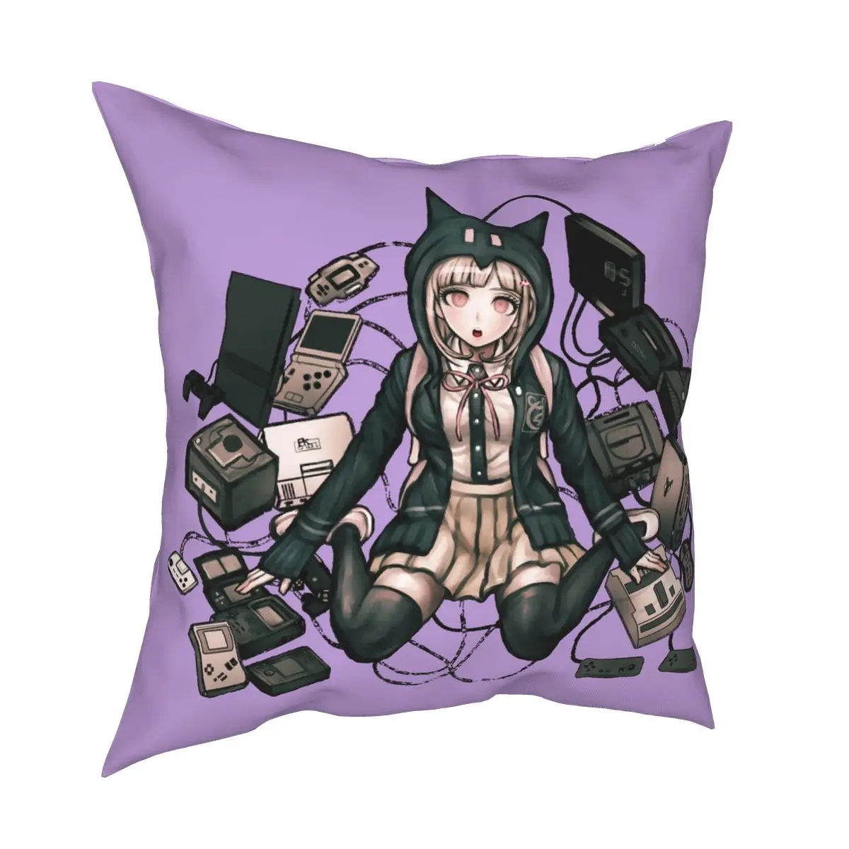 

Chiaki Nanami Danganronpa 2 Pillowcase Printed Polyester Cushion Cover Decoration Throw Pillow Case Cover Home Zipper 45*45cm