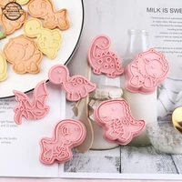 dinosaur mold biscuit cookie rice ball diy production 3d cartoon baking household press icing fudge biscuit biscuit cake tool
