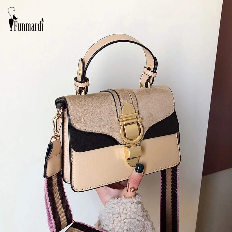 FUNMARDI модные брендовые женские сумки с панелями кожаные через плечо высокого
